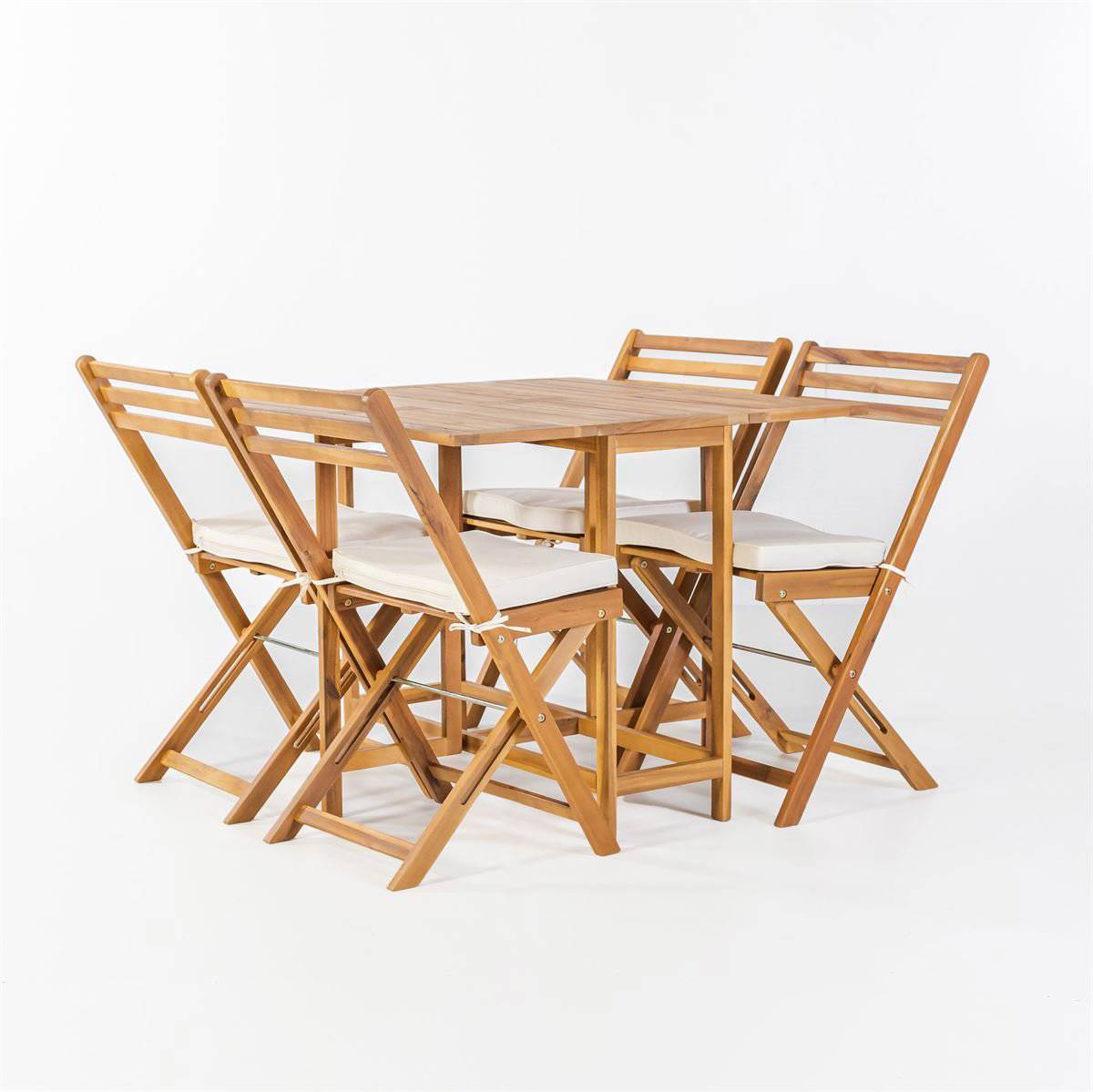 Set de mesa y sillas de exterior modelo Viena en color natural de Conforama.