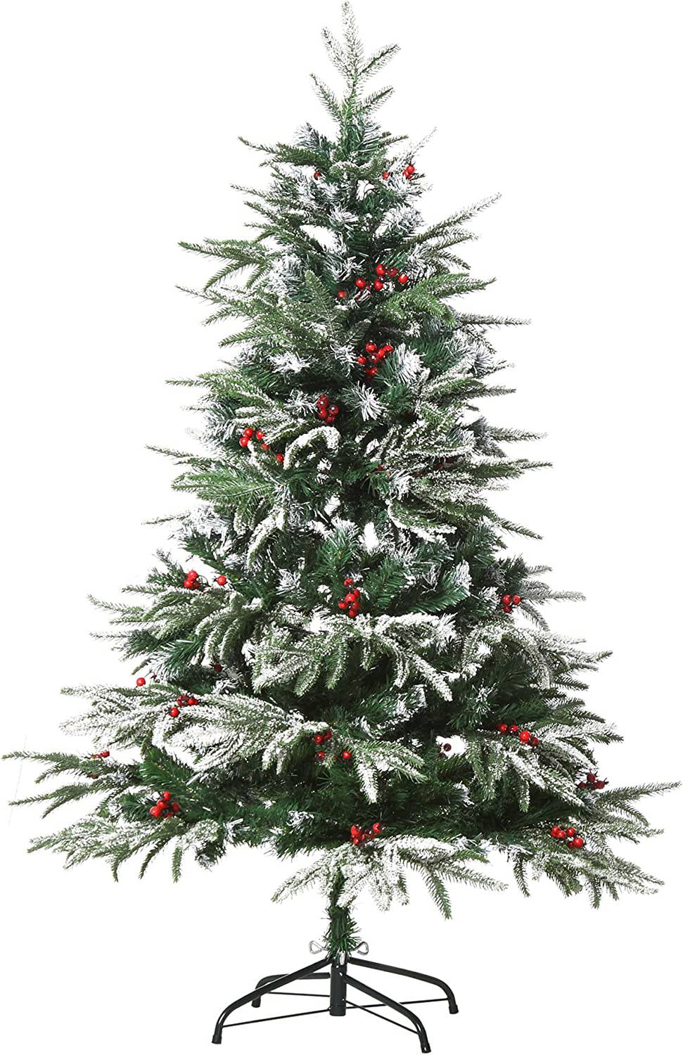 Un árbol de Navidad con bayas rojas