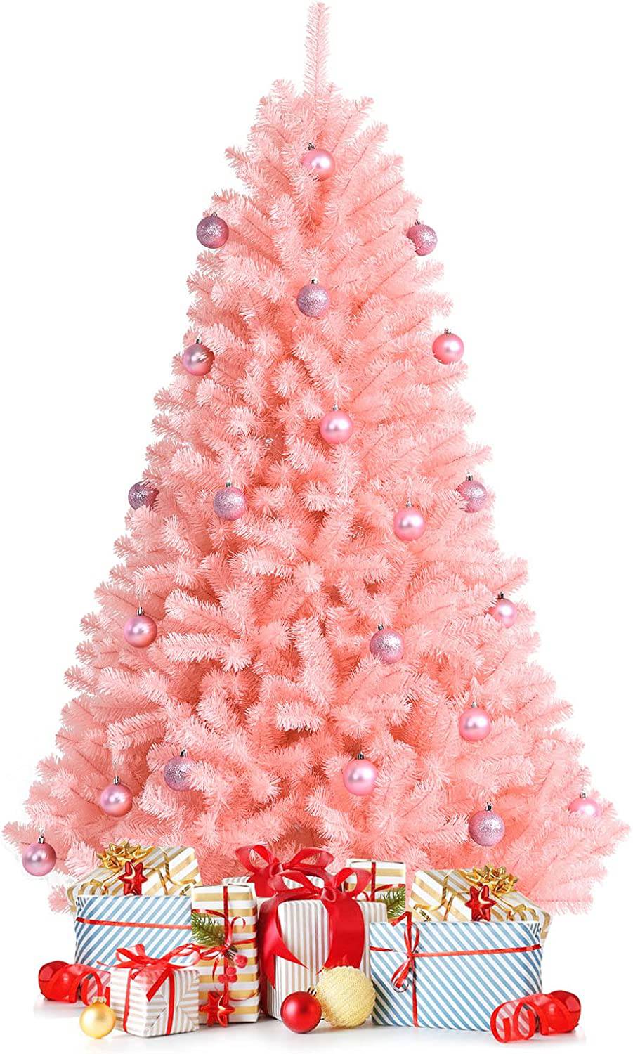Un árbol de Navidad de color rosa