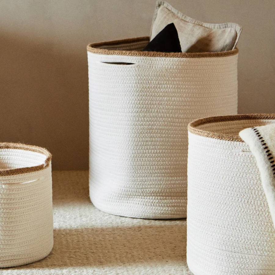 Las cestas trenzadas a contraste con ribete más versátiles para decorar y ordenar nuestro hogar