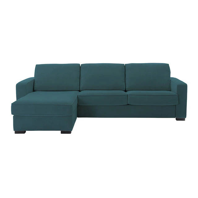 Sofa chaise longue azul de El Corte Inglés.