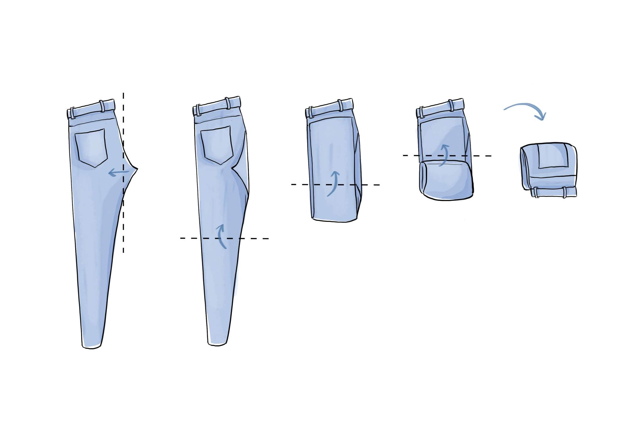 Gráfico sobre cómo doblar pantalones.
